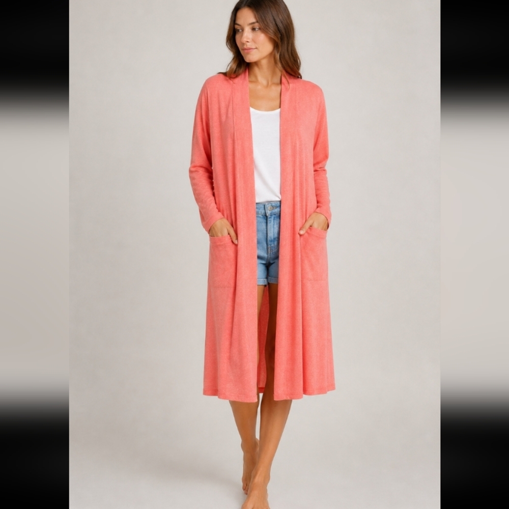 LULAROE Medium Sarah Duster Cardigan Salmon
